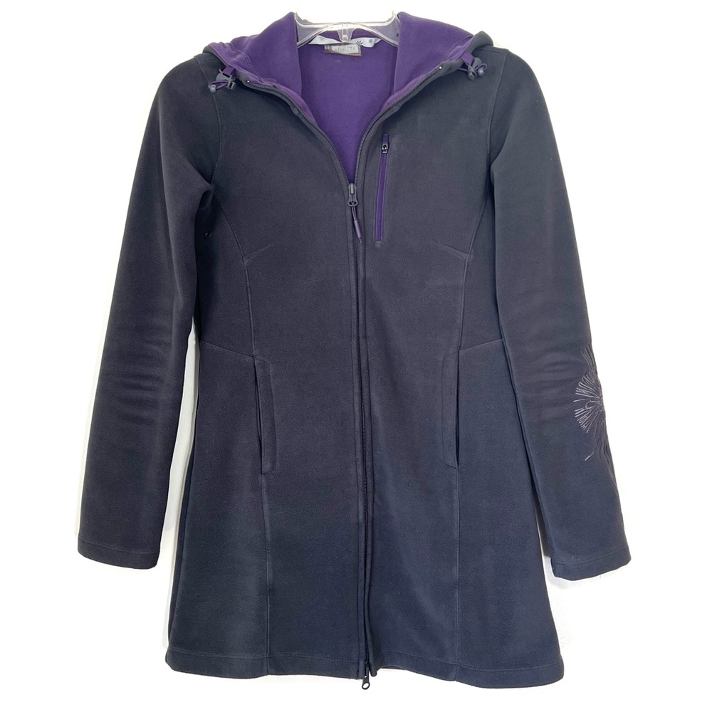 Athleta Gray Hooded Fleece Zip Up Jacket